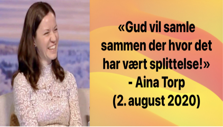 Aina Torp profeterte i 2020: «Gud vil samle sammen der hvor det har vært splittelse!»