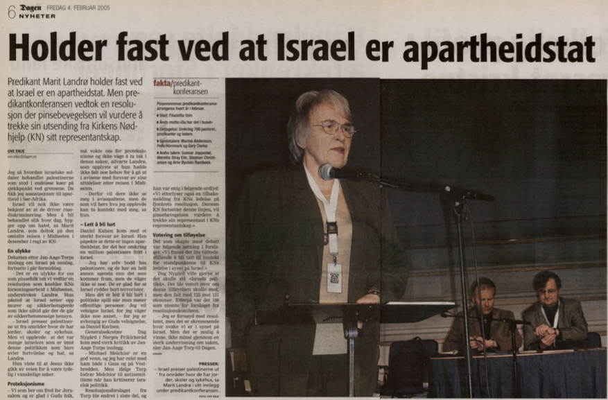 Marit Landrø fastholder at Israel er en apartheidstat