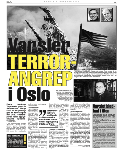 Bergens-Avisen: Varsler terror-angrep i Oslo