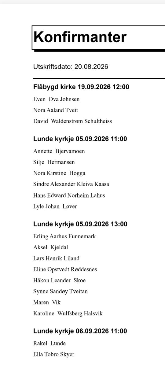 Konfirmasjon i Lunde og Flåbygd sokn