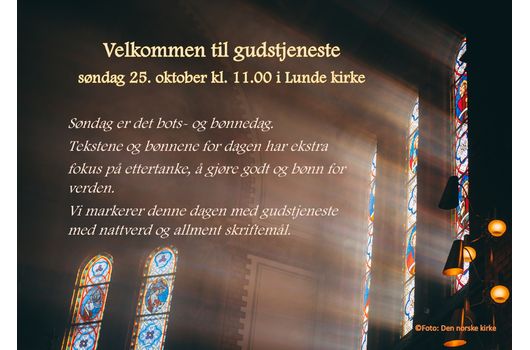 Velkommen til gudstjeneste på bots- og bønnedag!