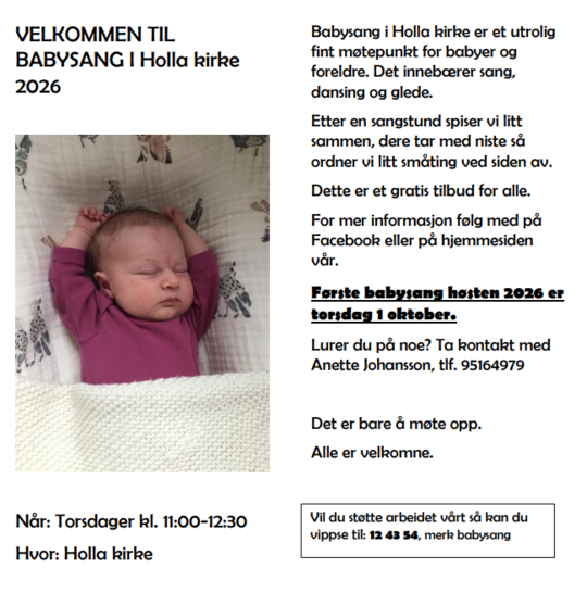Velkommen til babysang i Holla kirke