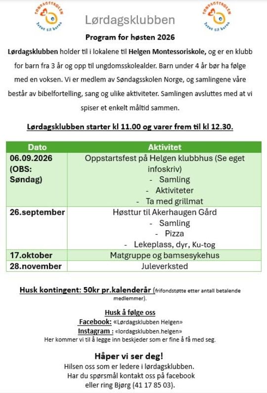 Lørdagsklubben høst 2026