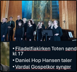 Gudstjeneste med Daniel Hop Hansen og Vardal Gospelkor 25. mai