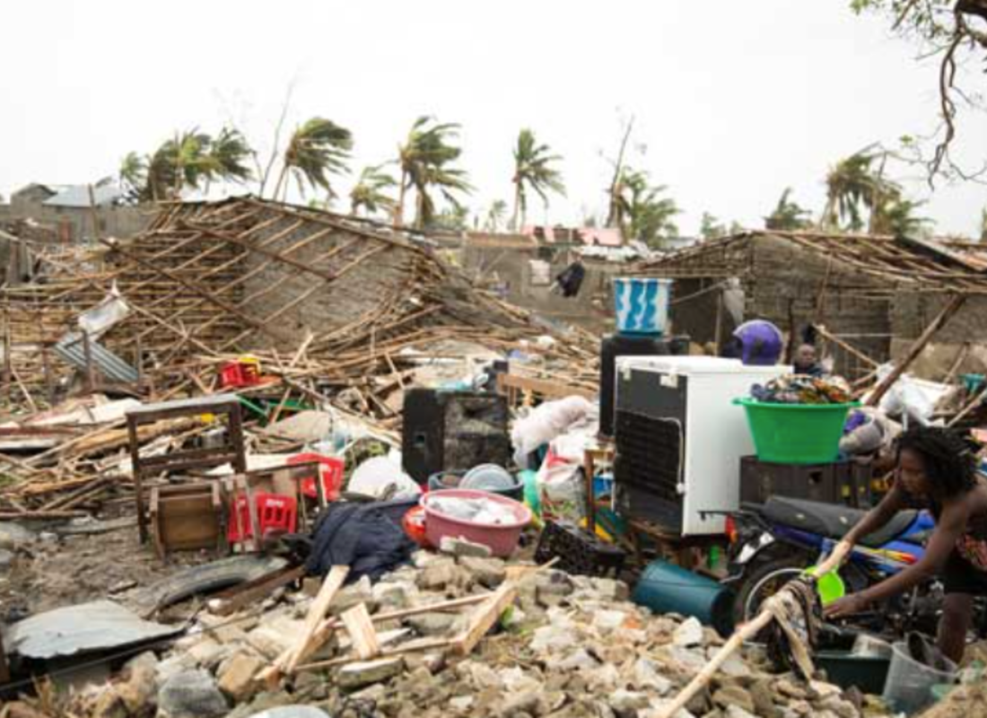 Deler av Mosambik i ruiner