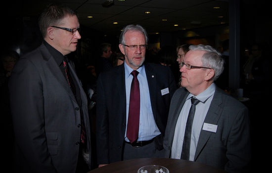– Vi må løfte blikket og se de mulighetene vi har sammen, sa rektor Bjarne Kvam. Her er han sammen med viserektorene (fra venstre) Lars Dahle og Jan Gossner. Foto: KPK