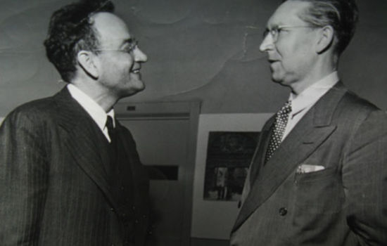 

Rein Seehuus (til høyre) hadde mye kontakt med Israels FN-utsending, Abba Eban, som senere ble utenriksminister

