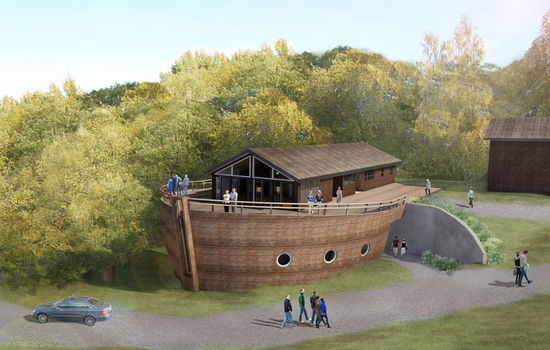 NOAHS ARK: En av hyttene på Gulsrud leirsted skal bygges om til å ligne Noahs Ark. ILLUSTRASJON: Gulsrud Leirsted