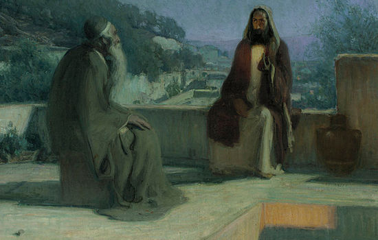 Nikodemus og Jesus, malt av Henry Ossawa Tanner.