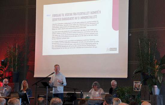 DEBATT: Frikirken debatterte utredning av samlivsspørsmål på synodemøtet i Oslo lørdag der Kraftverkets forslag ikke fikk flertall. Foto: Ole Andreas Husøy.