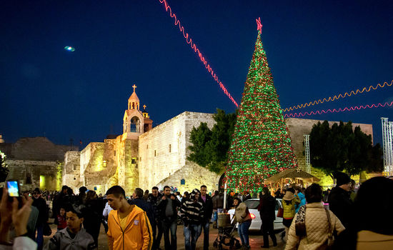 AVLYSER: Betlehem er vanligvis julepyntet hvert år, som her i 2012, men dette blir det ikke noe av i 2023. Foto: Flickr.