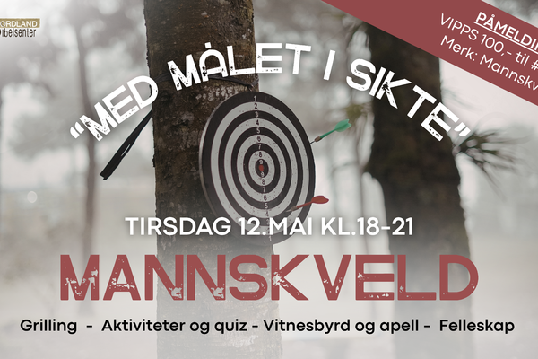 Mannskveld tirs 12 mai kl 1800. Påmelding: Vipps 100,- til 39238