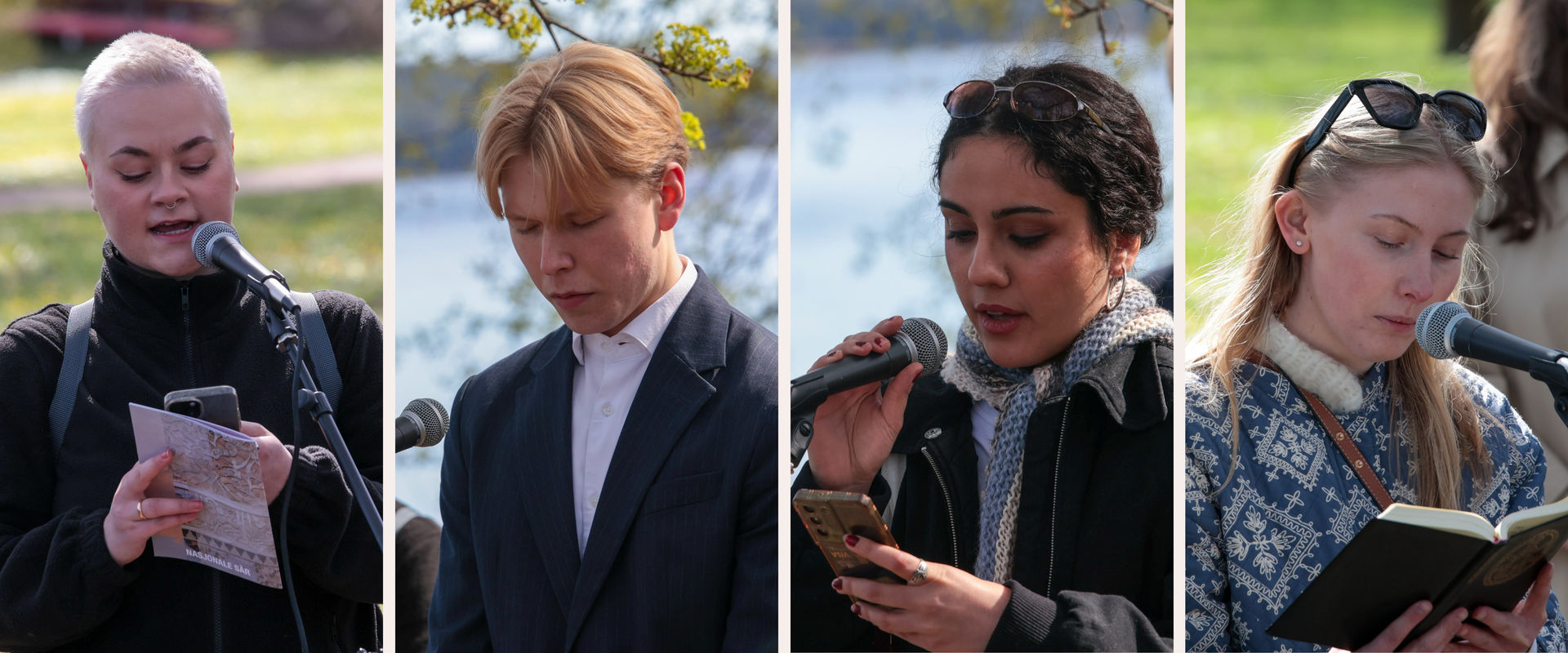 Unge fra Den norske kirke, Jesu Kristi Kirke av Siste Dagers Hellige, Bahá'ísamfunnet Norges unge katolikker og en jødisk gjest deler ord og bønner fra sine tradisjoner.
FOTO Kai Erik Westergaard/STL