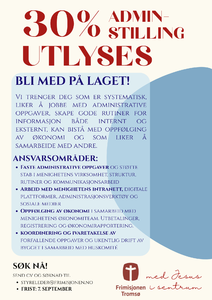 Utlysning av Administrasjonsarbeider 30%