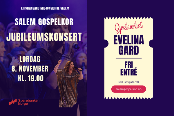 Jubileumskonsert med Salem Gospelkor og Evelina Gard