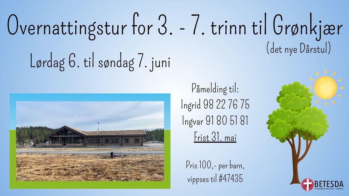 Overnatting på Grønkjær for 3.-7. trinn
