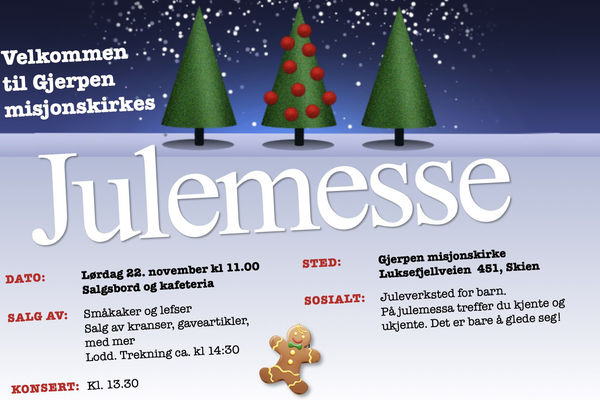Velkommen til julemessa lørdag 22/11