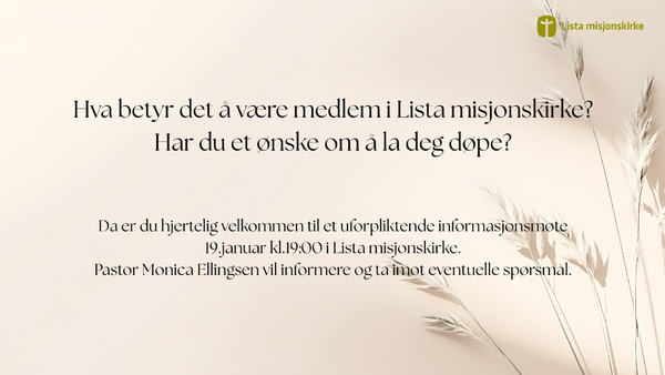 Informasjonsmøte dåp og medlemskap