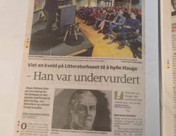 Hauge var undervurdert - artikkel Fredrikstad blad mars 2014