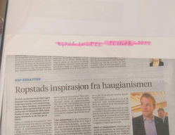 Ropstads inspirasjon fra haugianismen - artikkel Agderposten 2019