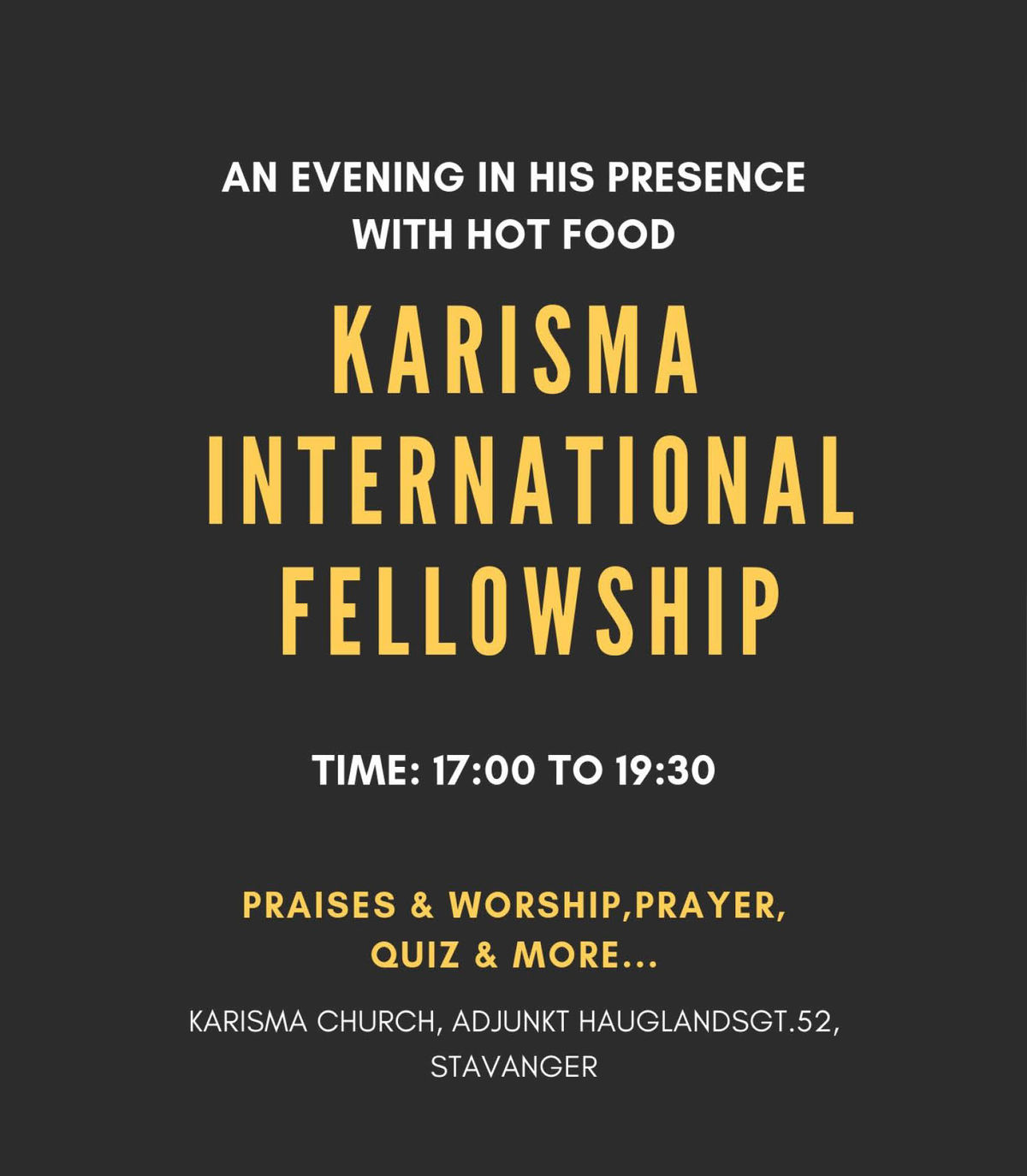 Karisma International Fellowship September 3rd