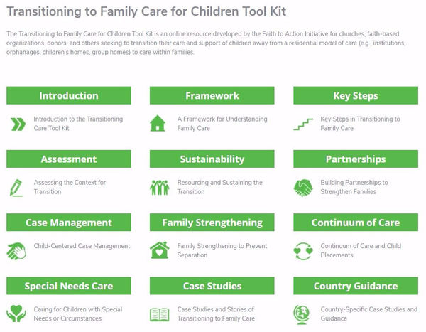 Transitioning to Family Care for Children Tool Kit in English, French, and Spanish