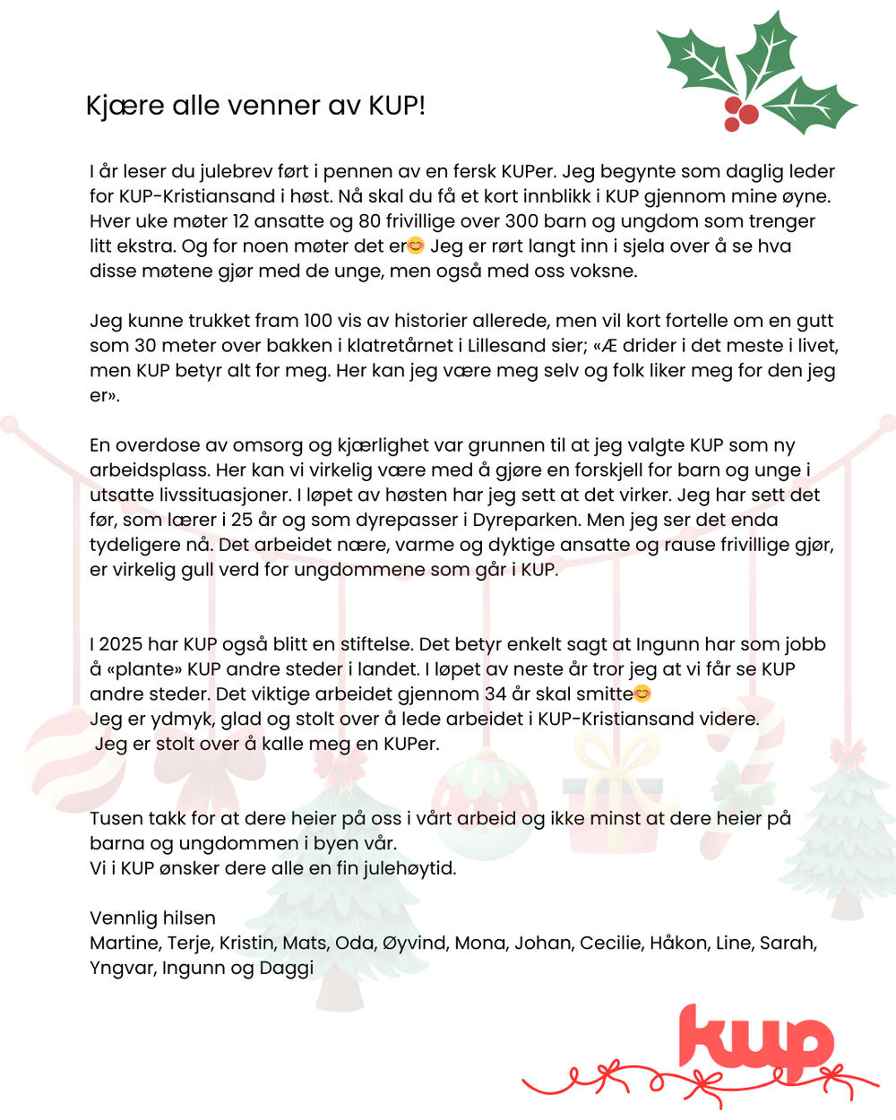 Julehilsen fra KUP