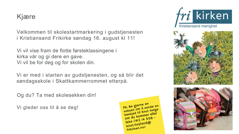 Skolestartmarkering 16. august 2026
