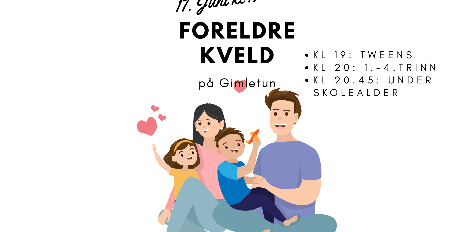 Foreldremøte for kommende tweens, 1.-4. klassinger,  og de under skolealder