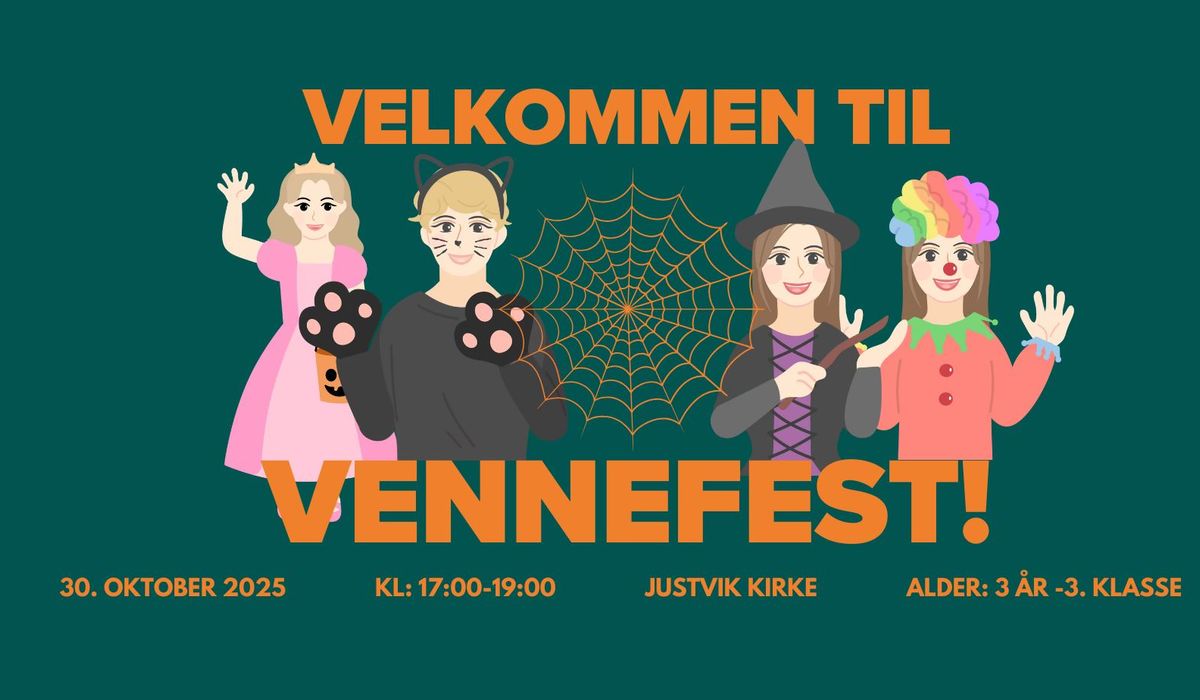 Vennefest torsdag 30.Okt kl 17-19