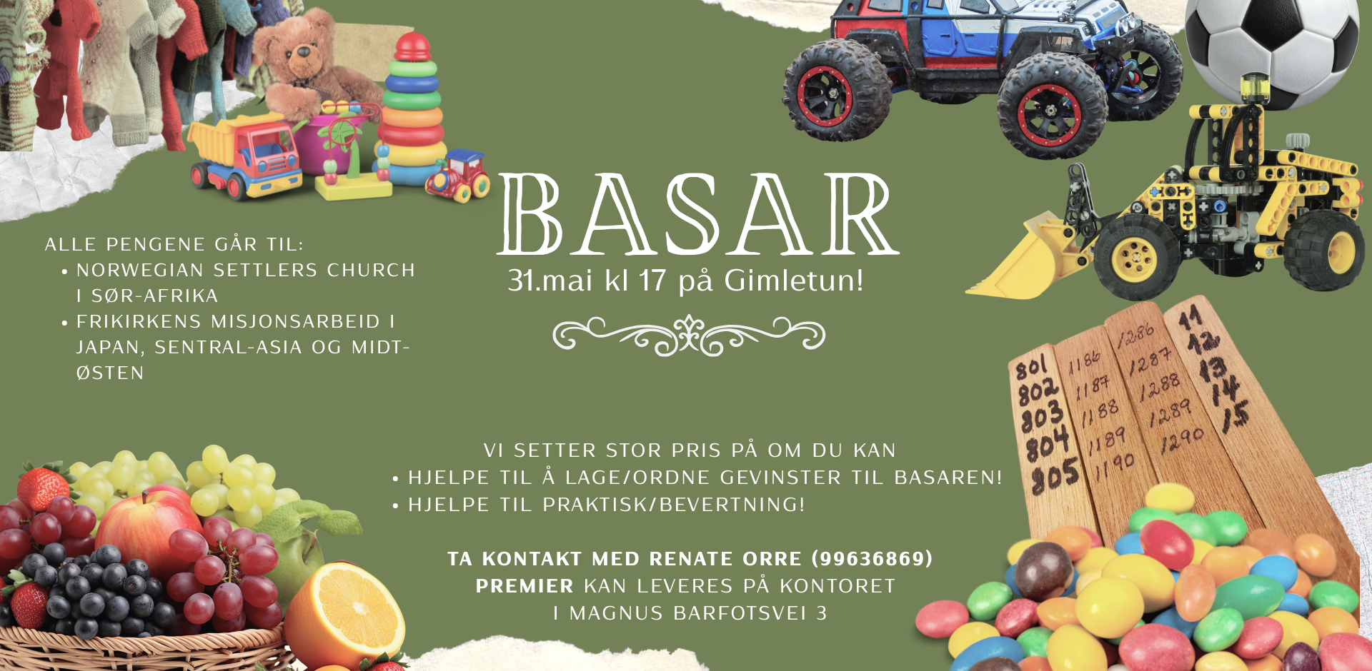 Basar for misjonen 31. mai kl 17 på Gimletun!