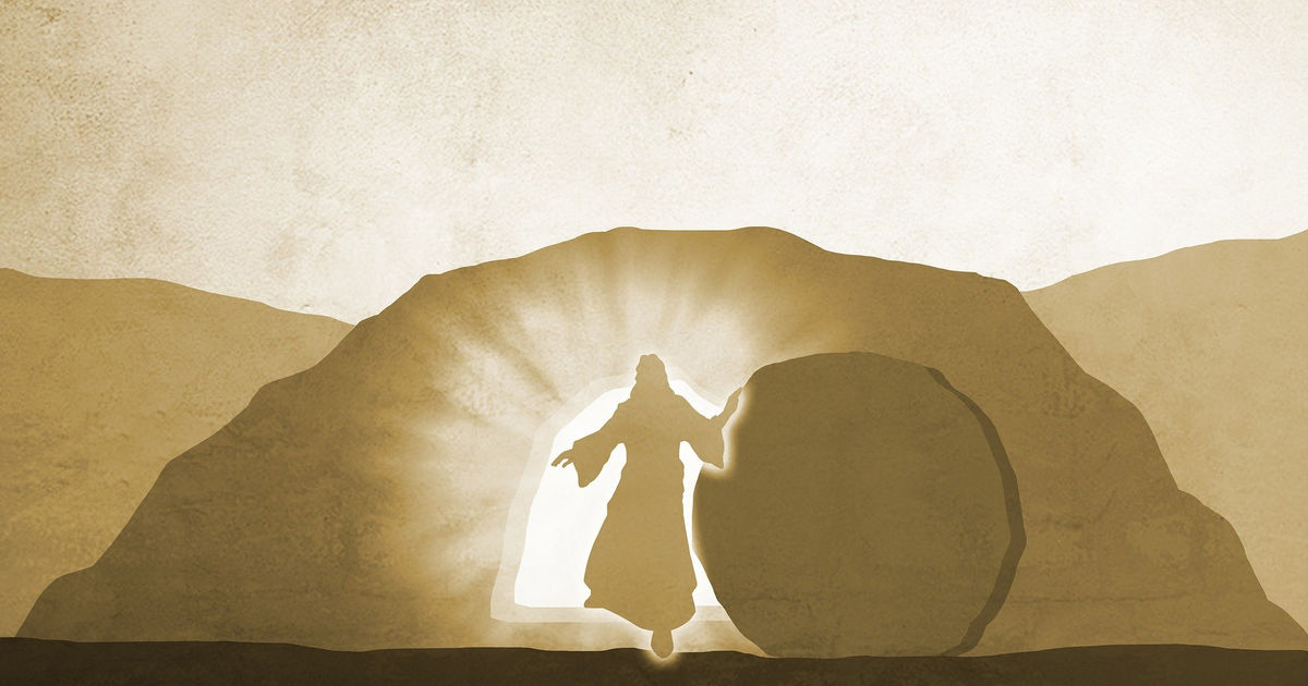 Jesus lever, graven brast