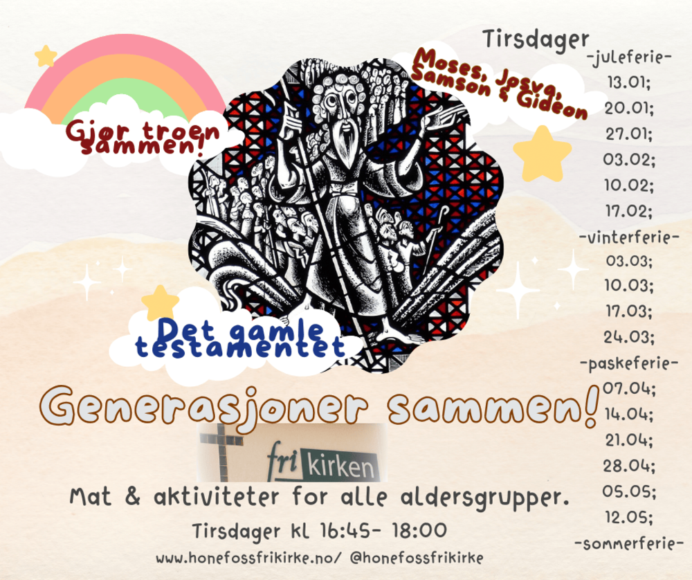 Hver tirsdag: Generasjoner sammen! Oppstart 13.januar kl 16:45.