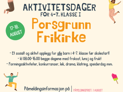 Friskus - Aktivitetsdager før skolestart i Porsgrunn Frikirke