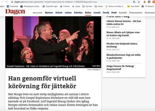 Tidningen Dagen i Sverige skriver om Gospel Explosion