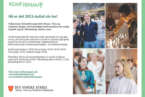 Nå er det 2011-kullet sin tur! Konfirmasjon i Brynekyrkja