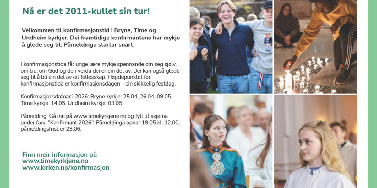 Nå er det 2011-kullet sin tur! Konfirmasjon i Brynekyrkja