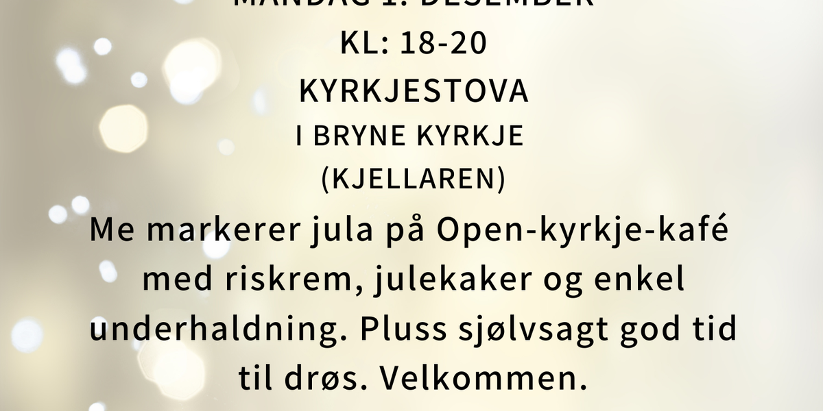 Open-jule-kafé: 1. desember kl 18:00