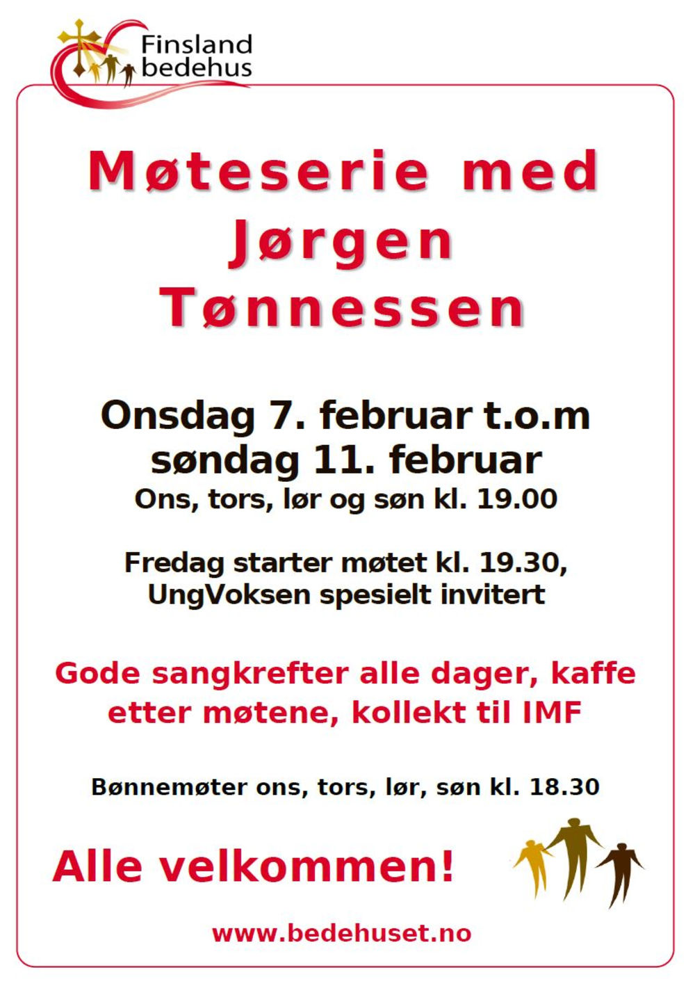 Velkommen til møteserie med Jørgen Tønnessen 7.feb t.o.m. 11.feb