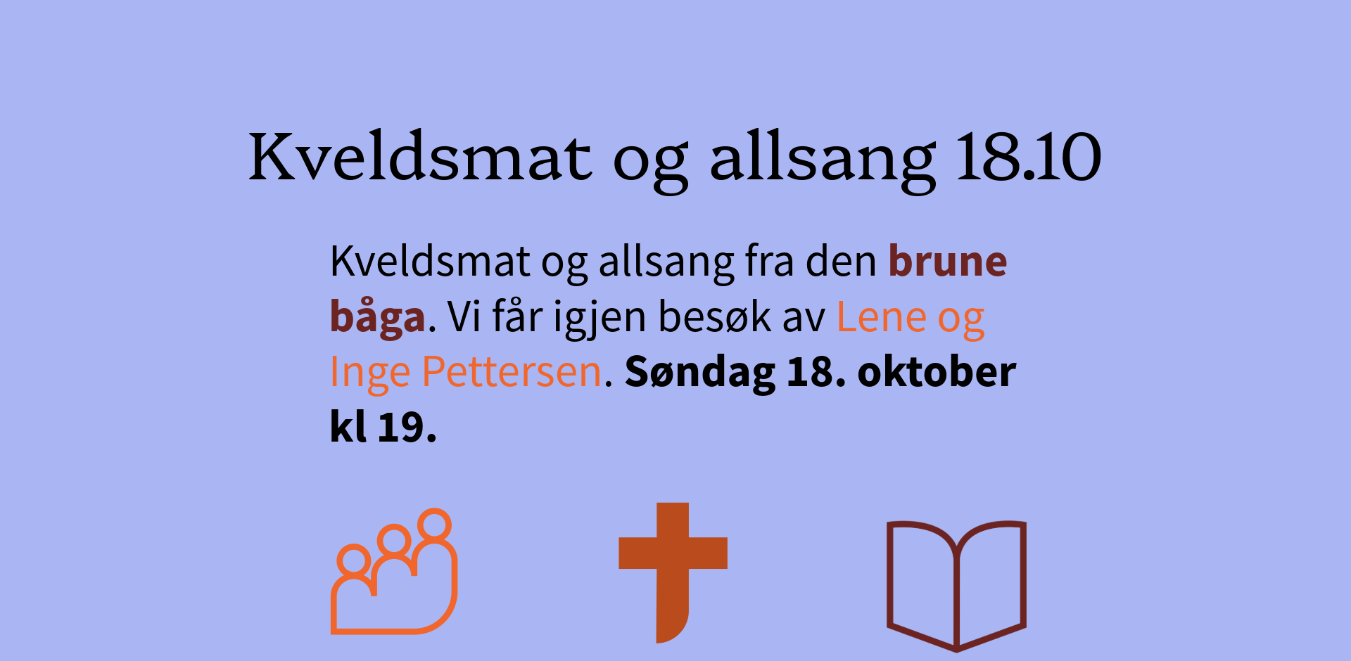 Kveldsmat og allsang oktober 2026