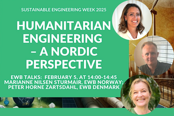 Webinar 05.02.25: Her  møtes generalsekretærene for IUG i Sverige, Danmark og Norge til erfaringsdeling rundt ingeniørfaglig humanitært arbeid.