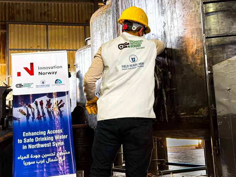 Bilde fra IUGs innovasjonsprosjekt EWAS som så langt har sikret rent drikkevann til over 40 000 mennesker i Azaz i Norvest Syria.