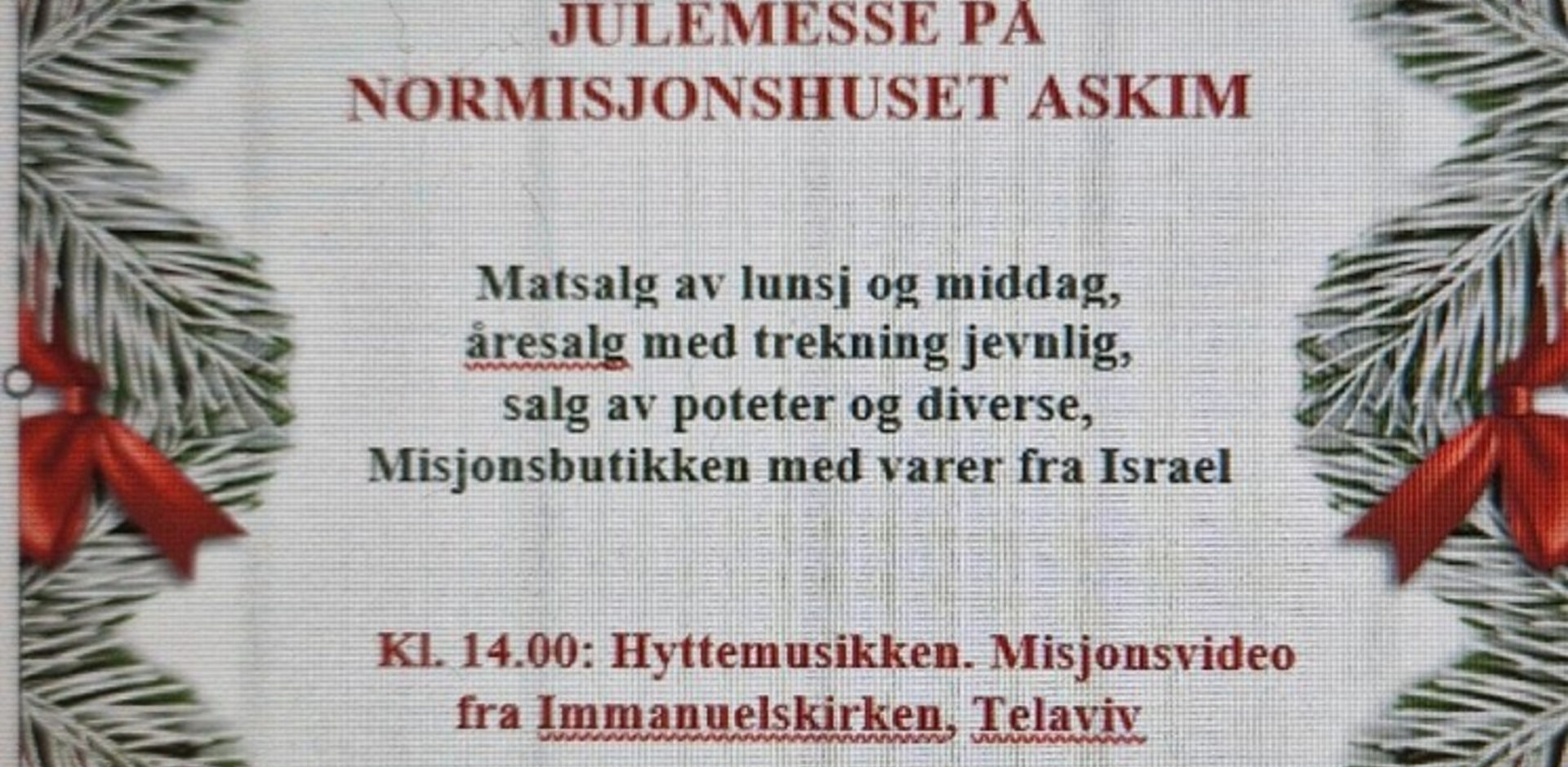 ISRAELSMISJONS JULEMESSE