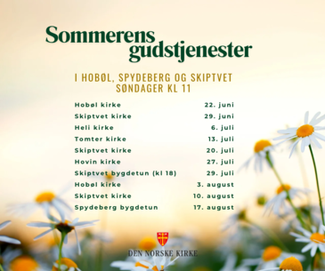 Sommerens gudstjenester i samarbeidsområdet Spydeberg, Hobøl og Skiptvet
