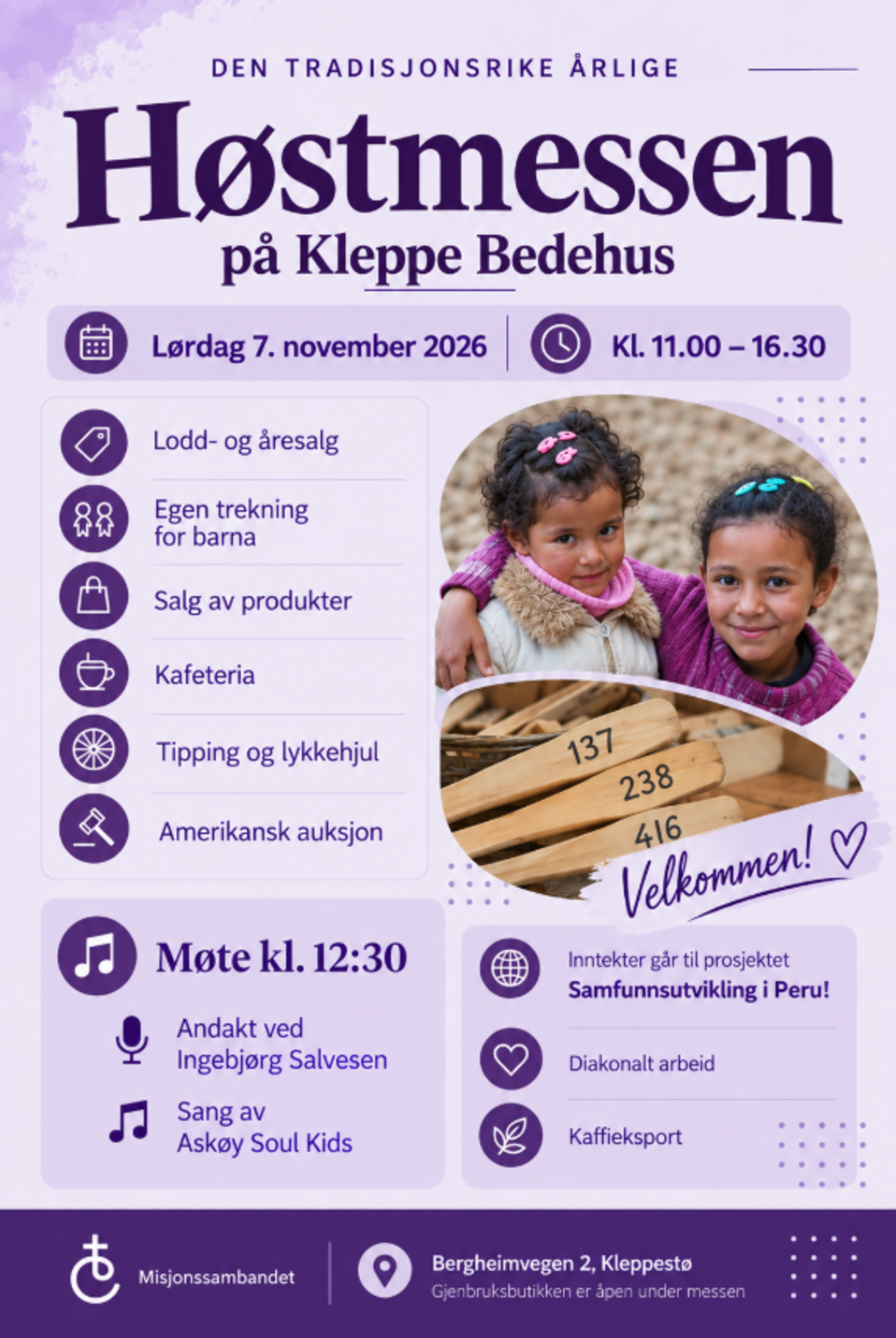 Misjonshelg med høstmesse på Kleppe bedehus