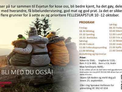 Felleskapstur til Evjetun 10 - 12 oktober