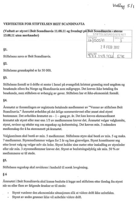 Vedtekter for Beit Scandinavia