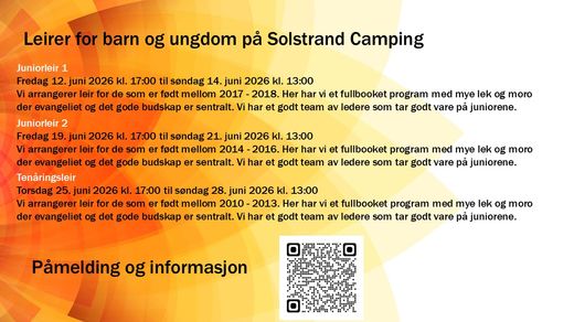 Junior og tenåringsleirer på Solstrand sommeren 2026