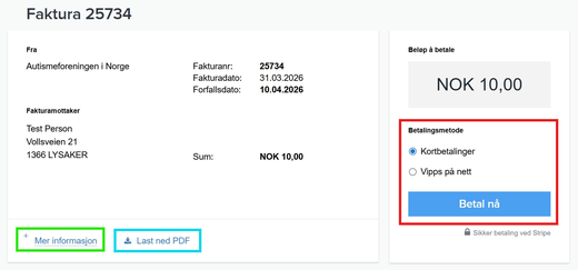 Sjekk betalingsstatus og betal kontingenten
