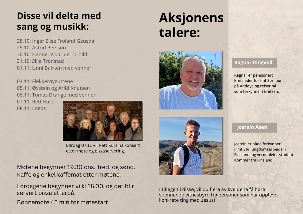 Aksjonsmøter på Vikeland bedehus, Vennesla
